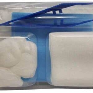 ***Set à pansements et de soins: 5 tampons, 5 compresses, 1 pince, 1 champ